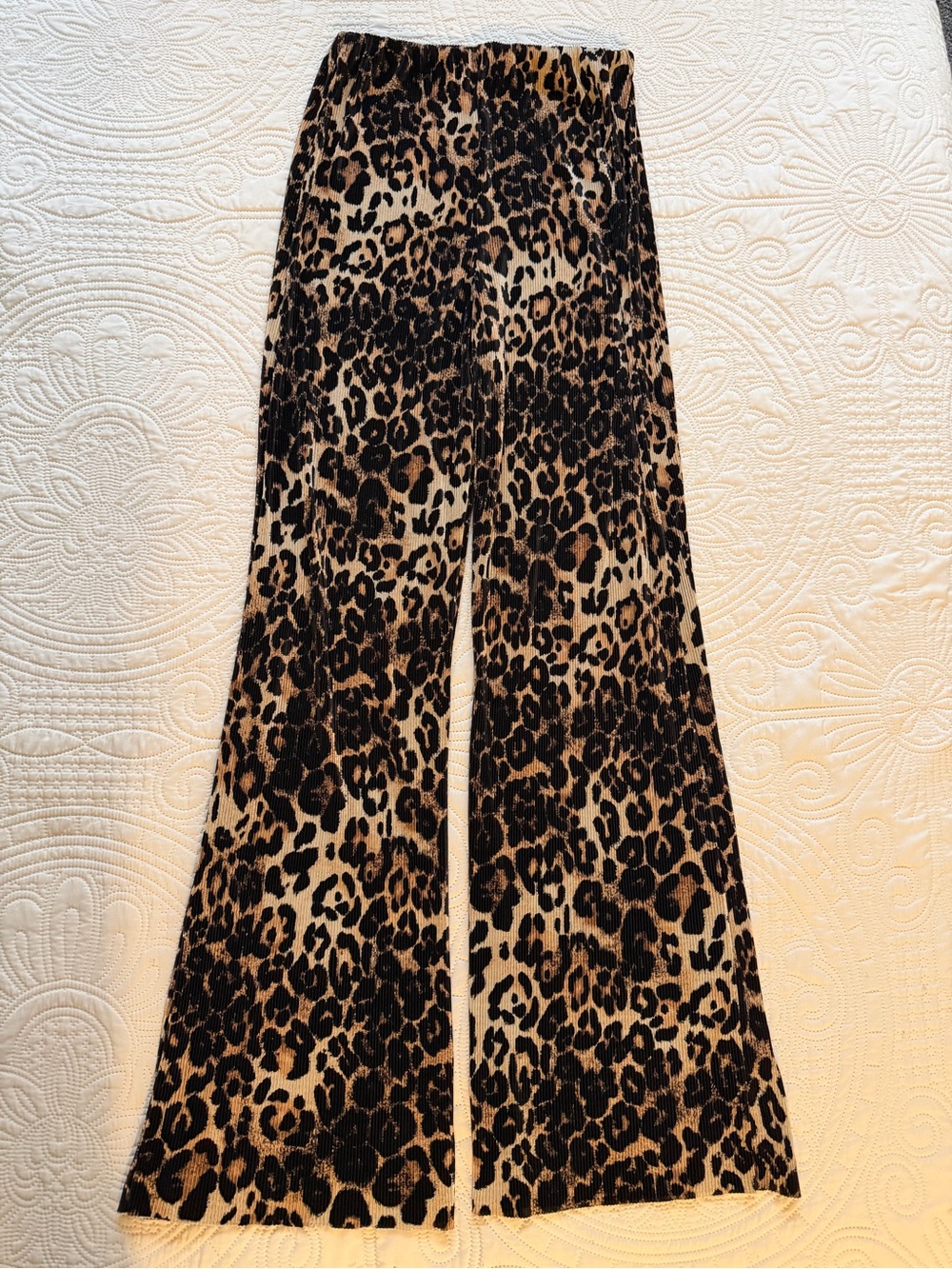 ASOS Leopard Print Wide Leg Women's Pants - Tan & Black